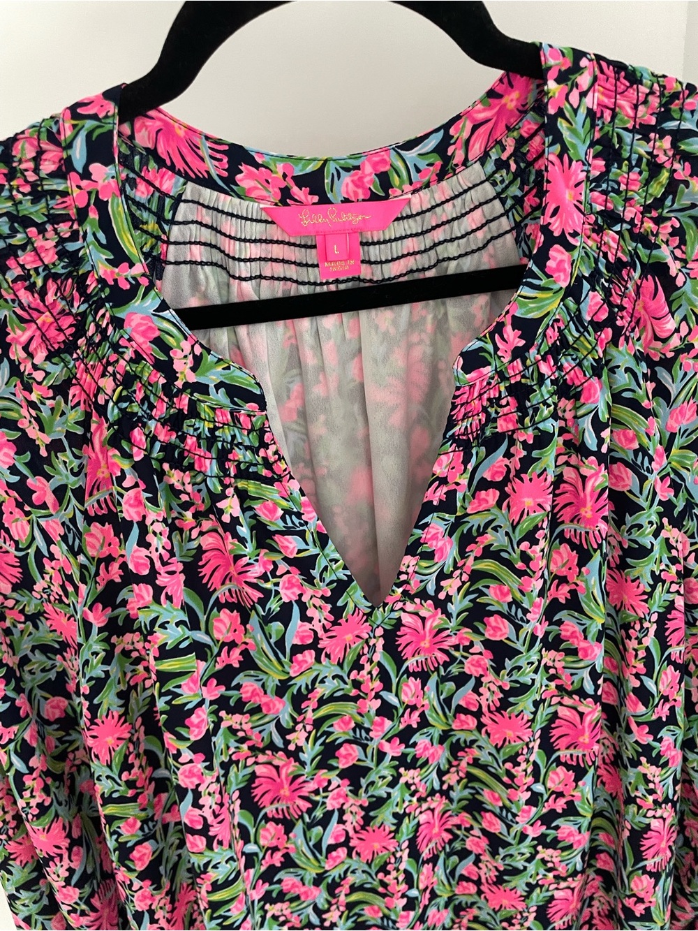 Lilly Pulitzer Lucee Long Sleeve Dress in Low Tide Navy Garden Variety Floral 13 - Picture 5 of 9